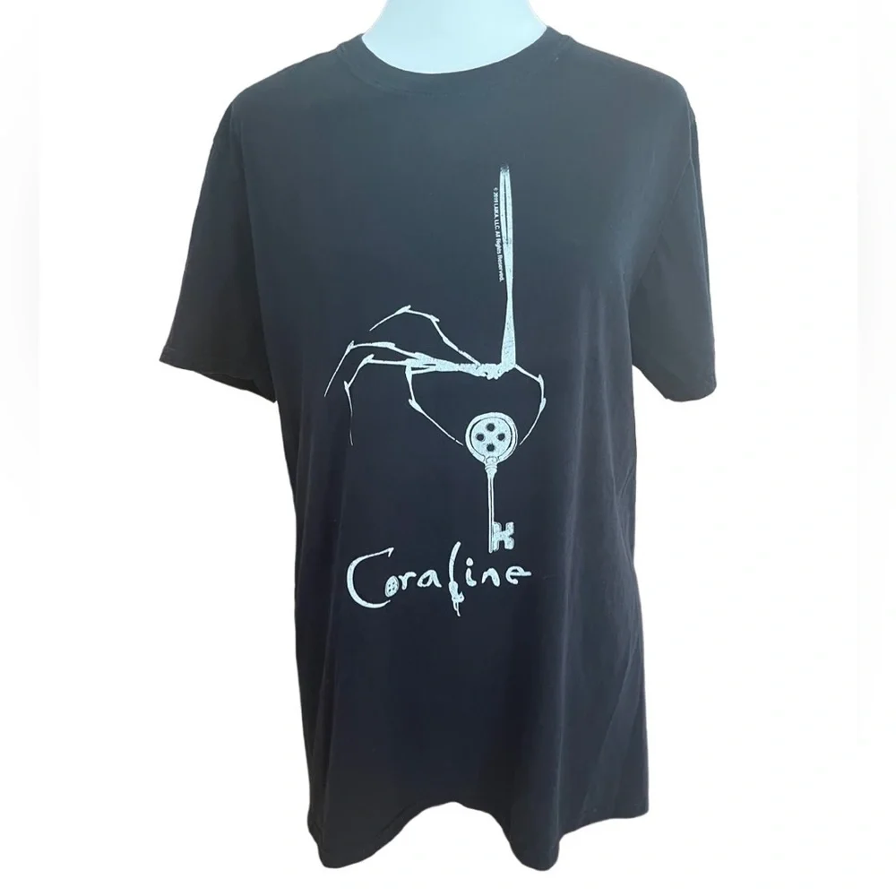 Coraline black graphic tee shirt, size M